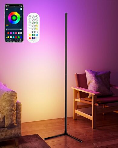 KFM Corner Floor Lamp, 65" Smart RGB LED Corner Lamp with App & Remote Control, 16M Colors,300+ Modes, Music Sync & Timer, Modern Mood Light for Living Room, Gaming Room & Bedroom in Saudi Arabia