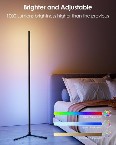 KFM Corner Floor Lamp, 65" Smart RGB LED Corner Lamp with App & Remote Control, 16M Colors,300+ Modes, Music Sync & Timer, Modern Mood Light for Living Room, Gaming Room & Bedroom in Saudi Arabia