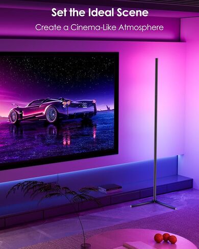 KFM Corner Floor Lamp, 65" Smart RGB LED Corner Lamp with App & Remote Control, 16M Colors,300+ Modes, Music Sync & Timer, Modern Mood Light for Living Room, Gaming Room & Bedroom in Saudi Arabia
