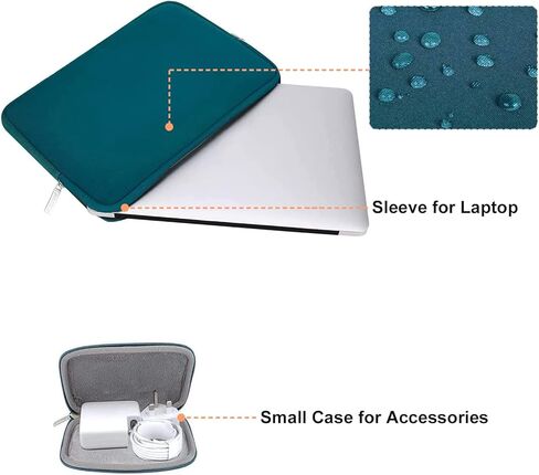 MOSISO Compatible with MacBook Pro 13 inch Case 2016-2020 Release A2338 M1 A2289 A2251 A2159 A1989 A1706 A1708 & Neoprene Sleeve Bag with Small Case, Deep Teal in Saudi Arabia