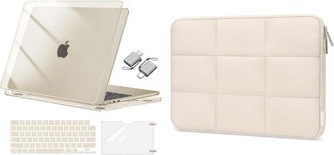 Moseso متوافق مع MacBook Air 13 بوصة Case 2025 2024 2023 2022 M4 A3240 M3 A3113 M2 A2681 ، قشرة بلاستيكية صلبة وغطاء مفاتيح ، حقيبة C & Type C & Computer ، Crystal Starllight & Sand in Saudi Arabia