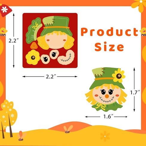 Ceiba Tree Fall Scarcrow Sticker for Kids Make Your Scarcrow على شكل شارات ملصقات مشهد مدفوعة الخريف 200pcs مركبة فنية DIY لعيد الشكر تفضل أنشطة الفصول الدراسية in Saudi Arabia