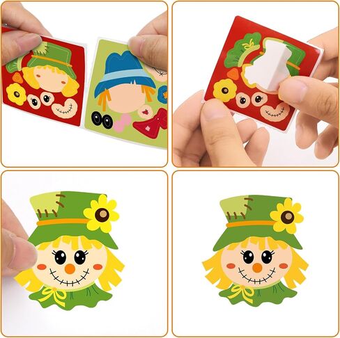 Ceiba Tree Fall Scarcrow Sticker for Kids Make Your Scarcrow على شكل شارات ملصقات مشهد مدفوعة الخريف 200pcs مركبة فنية DIY لعيد الشكر تفضل أنشطة الفصول الدراسية in Saudi Arabia