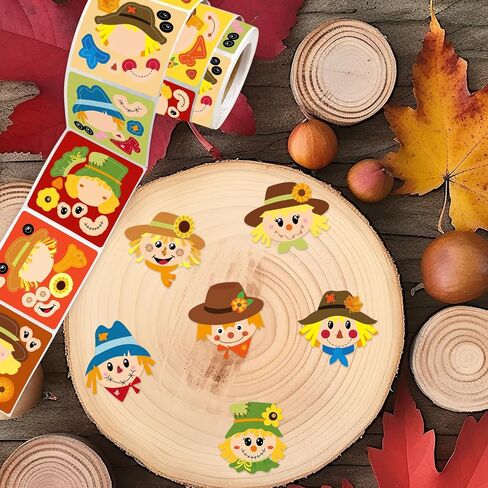 Ceiba Tree Fall Scarcrow Sticker for Kids Make Your Scarcrow على شكل شارات ملصقات مشهد مدفوعة الخريف 200pcs مركبة فنية DIY لعيد الشكر تفضل أنشطة الفصول الدراسية in Saudi Arabia