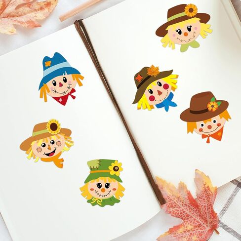 Ceiba Tree Fall Scarcrow Sticker for Kids Make Your Scarcrow على شكل شارات ملصقات مشهد مدفوعة الخريف 200pcs مركبة فنية DIY لعيد الشكر تفضل أنشطة الفصول الدراسية in Saudi Arabia