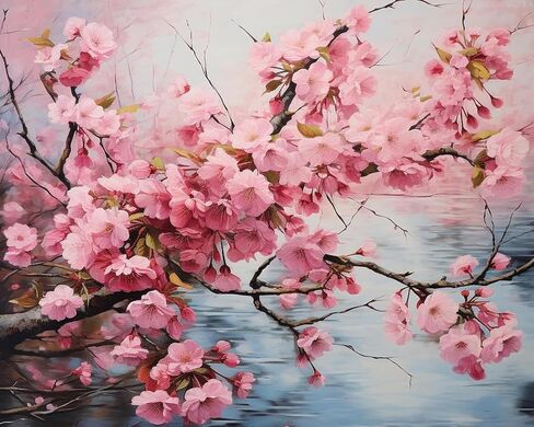 OKSGYTA Cherry Blossoms Painting by Numbers DIY Kit Paint by Number Art Design Canvas Flowers Paint by Numbers Painting Kit Home Hobby, 40x50cm No Frame in Saudi Arabia