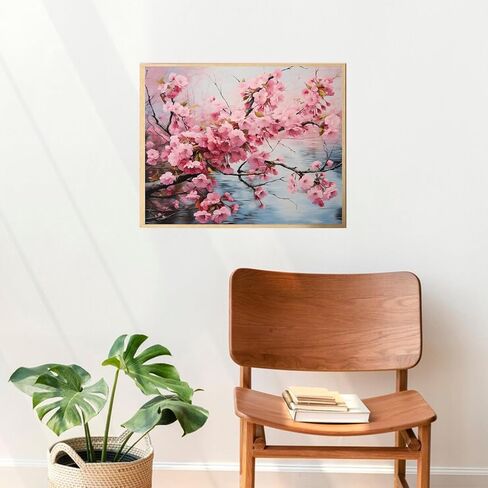 OKSGYTA Cherry Blossoms Painting by Numbers DIY Kit Paint by Number Art Design Canvas Flowers Paint by Numbers Painting Kit Home Hobby, 40x50cm No Frame in Saudi Arabia