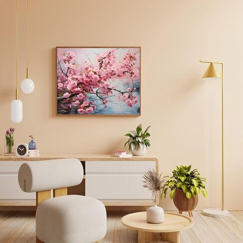 OKSGYTA Cherry Blossoms Painting by Numbers DIY Kit Paint by Number Art Design Canvas Flowers Paint by Numbers Painting Kit Home Hobby, 40x50cm No Frame in Saudi Arabia