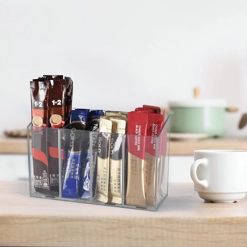 Acrylic Desk Organizer with Removable Dividers 4 Compartments, Clear Pen Holder Makeup Brush Holder in Saudi Arabia