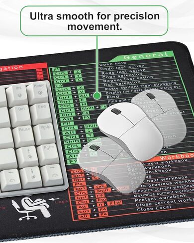 وسادة مكتب غش كبيرة من Excel ، وسادة المكتب ، مقاوم للماء ، اختصارات لوحة الماوس غير القابلة للانزلاق للتفوق على Excel/Word/Outlook/Windows/PowerPoint ، حواف مخيط ، مكتب مقاوم للتسرب للوحة المفاتيح (جناح Office) in Kuwait