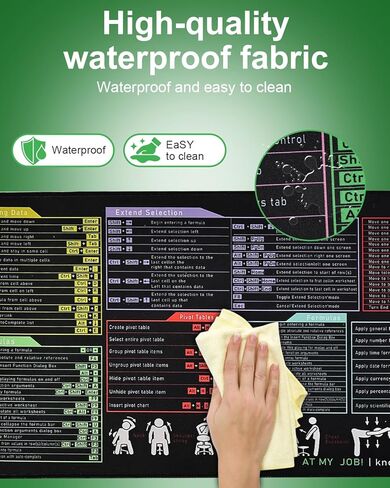 وسادة مكتب غش كبيرة من Excel ، وسادة المكتب ، مقاوم للماء ، اختصارات لوحة الماوس غير القابلة للانزلاق للتفوق على Excel/Word/Outlook/Windows/PowerPoint ، حواف مخيط ، مكتب مقاوم للتسرب للوحة المفاتيح (جناح Office) in Kuwait