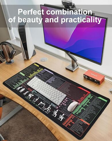 وسادة مكتب غش كبيرة من Excel ، وسادة المكتب ، مقاوم للماء ، اختصارات لوحة الماوس غير القابلة للانزلاق للتفوق على Excel/Word/Outlook/Windows/PowerPoint ، حواف مخيط ، مكتب مقاوم للتسرب للوحة المفاتيح (جناح Office) in Kuwait