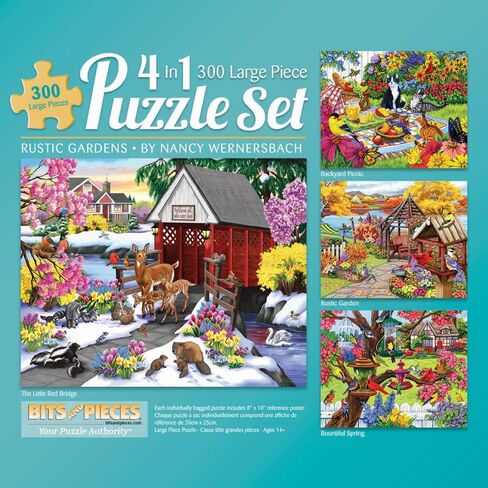 أجزاء وقطع - 4 -في 1 - 1 حزمة 300 قطعة بانوراما للألغاز للبالغين - 300 PC Puzzle Set Bundle by Nancy Wernersbach - 16 "× 20" (41 سم × 51 سم) in Kuwait