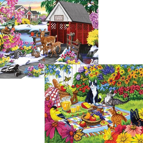 أجزاء وقطع - 4 -في 1 - 1 حزمة 300 قطعة بانوراما للألغاز للبالغين - 300 PC Puzzle Set Bundle by Nancy Wernersbach - 16 "× 20" (41 سم × 51 سم) in Kuwait
