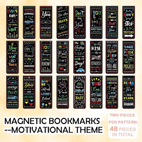 Inspirational Magnetic Bookmarks Gifts for Women Men, 48 PCS Bulk Bookmarks Motivational Magnet Clips for Reading Lovers, Encouragement Book Marks Gift Set for Teens, Teachers, Book Lovers in Saudi Arabia