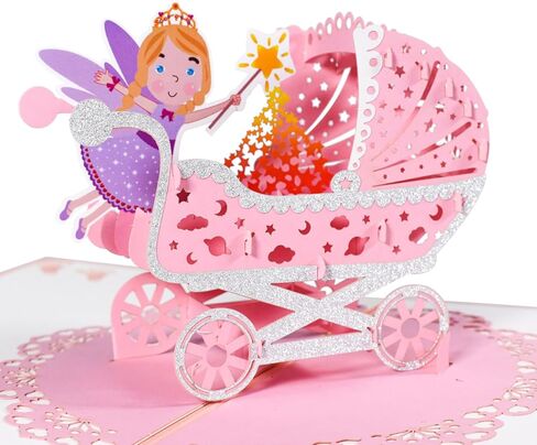 بطاقة تحية Magic Ants ، طفلة جديدة ، بطاقة استحمام الطفل المنبثقة ، بطاقة تهنئة ، بطاقة عيد ميلاد أولى للفتيات ، الوردي ، 7.9 × 5.9 بوصة in Kuwait