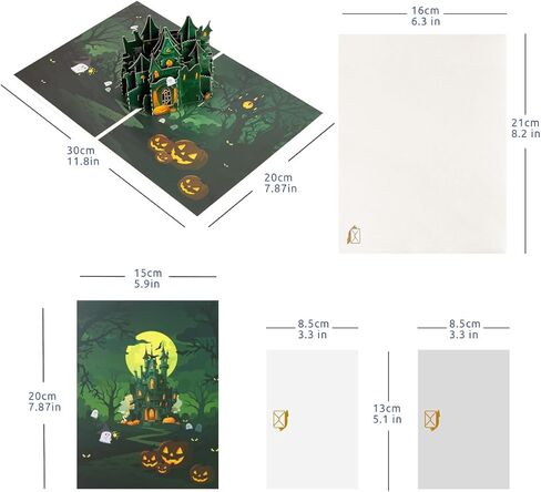 بطاقات الهالوين الخفيفة والموسيقى ، بطاقة هالوين هالوين ، اليقطين ، الشبح ، الهيكل العظمي ، للأطفال ، العائلة ، الأصدقاء. in Kuwait