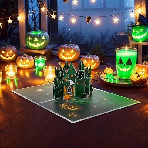 بطاقات الهالوين الخفيفة والموسيقى ، بطاقة هالوين هالوين ، اليقطين ، الشبح ، الهيكل العظمي ، للأطفال ، العائلة ، الأصدقاء. in Kuwait