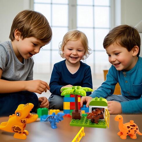 Marble Run Building Blocks for Kids Ages 3+ | 121-Piece Dinosaur STEM Toy with 6 Dinosaurs & 2 Baseplates | Durable Construction Set with Step-by-Step Guide in Saudi Arabia