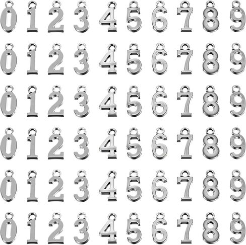 60 Pcs 0-9 Number Charm Pendants Metal 0-9 Number Dangle Charms Pendant For Diy Craft Keychain Brooch Bracelet Wristbands Necklace Earring Jewelry Making Finding Gift Tag Box Card Packaging Decoration in Saudi Arabia