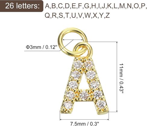 uxcell Letter Charm, 26Pcs - Rhinestone Alphabet Charm, A-Z Uppercase Letters for DIY Name ID Bracelets Necklace Pendants Wristbands Jewelry Making in Saudi Arabia