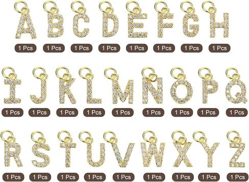 uxcell Letter Charm, 26Pcs - Rhinestone Alphabet Charm, A-Z Uppercase Letters for DIY Name ID Bracelets Necklace Pendants Wristbands Jewelry Making in Saudi Arabia