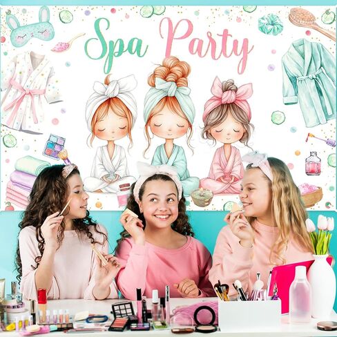Avezano Spa Party Banner Spa Theme Birthday Party Decoration for Girls Women Spa Day Makeup Slumber Pajama Sleepover Birthday Party Decoration Banner (6x3.6ft) in Saudi Arabia