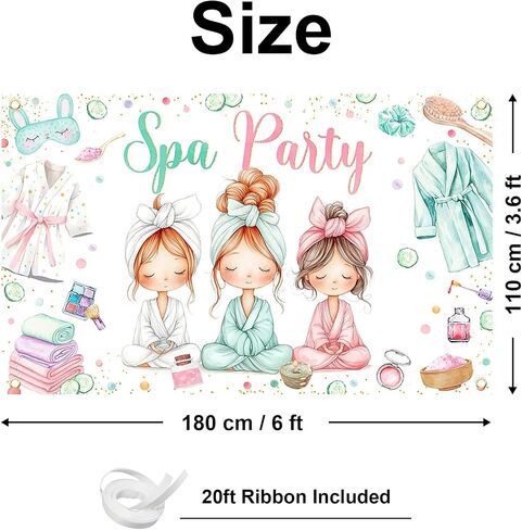 Avezano Spa Party Banner Spa Theme Birthday Party Decoration for Girls Women Spa Day Makeup Slumber Pajama Sleepover Birthday Party Decoration Banner (6x3.6ft) in Saudi Arabia