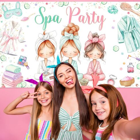 Avezano Spa Party Banner Spa Theme Birthday Party Decoration for Girls Women Spa Day Makeup Slumber Pajama Sleepover Birthday Party Decoration Banner (6x3.6ft) in Saudi Arabia