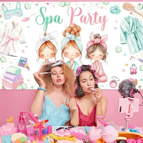 Avezano Spa Party Banner Spa Theme Birthday Party Decoration for Girls Women Spa Day Makeup Slumber Pajama Sleepover Birthday Party Decoration Banner (6x3.6ft) in Saudi Arabia