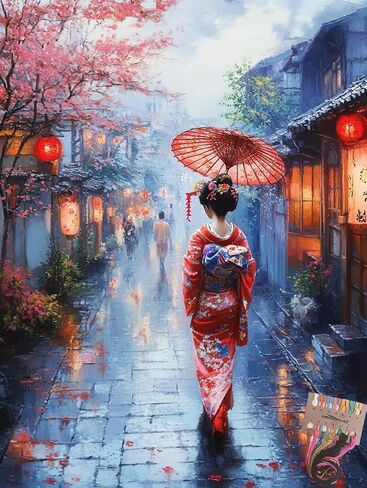 Japanese Beautyl Geisha Girl Preprinted 11CT Cross Stitch Kits for Beginners & Adults - Easy Needlepoint Patterns for Home Decor & Crafting 1 in Saudi Arabia