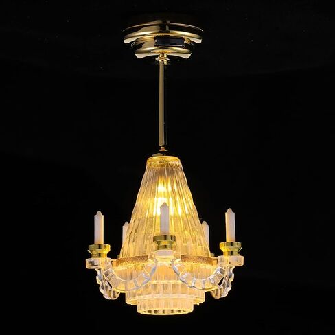 Toyvian Miniature Dollhouse Chandelier Hanging Lamp,Dollhouse Lights Led Lamp,Led Candle Light1 12 Scale Living Room Accessories in Saudi Arabia