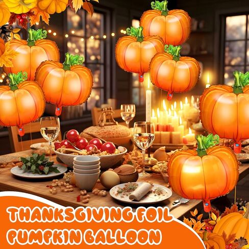 Hungdao 12 PCS بالون بالون قرع الشكر رقائق اليقطين بالون زخارف كبيرة لدش الطفل عيد ميلاد خريف الحصاد لحفلات الشكر (لطيف) in Saudi Arabia