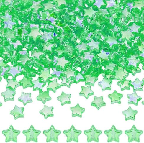 حبات النجمة 500pcs ، حبات على شكل نجمة أكريليك ، حبات بلاستيكية جمالية خضراء لصنع المجوهر in Kuwait