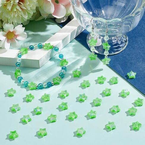 حبات النجمة 500pcs ، حبات على شكل نجمة أكريليك ، حبات بلاستيكية جمالية خضراء لصنع المجوهر in Kuwait