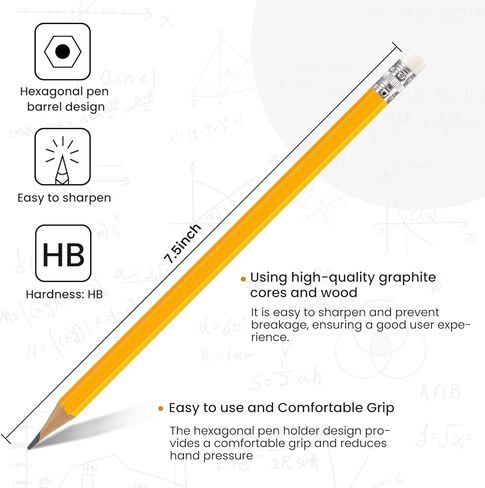 أقلام الرصاص قلم رصاص مسبق #2 مع محو ، أصفر ، 7.5 بوصة 72 حزمة in Kuwait