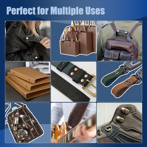 ArcNascency 130 Sets Gold Chicago Screws Leather Rivets Kit, 7 Sizes (M5*4,5,6,8,10,12,15) & 3 Screw Lengths (M4*3,4,5) for Belts, Bookbinding, DIY Leather (Gold) in Saudi Arabia