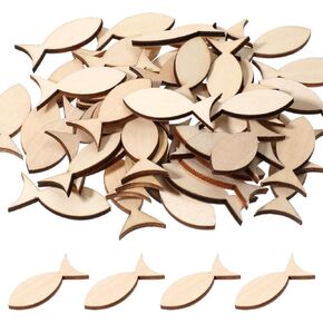 50 PCS Wooden Fish Cut Outs, Unfinished Wood Fish Cutouts Blank Wooden Fishes for Crafts Mini Sea Animal Shape Wood Slices Pieces for DIY Embellishment Painting Summer Ocean Nautical Theme Decoration in Saudi Arabia