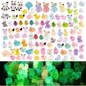 140Pcs Glow-in-The-Dark Mini Resin Animal Figurines Miniature Figures Glowing in The Dark Garden Accessories Aquarium Landscape Bonsai Ornaments in Kuwait