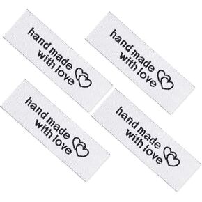 100 PCS ملصقات خياطة مخصصة مصنوعة يدويًا متشابكة نمط القلب العلامات العلامات المصنوعة يدويًا مع ملصقات حب الخياطة على ملصقات الملابس للعناصر المصنوعة يدويًا ، أبيض in Kuwait