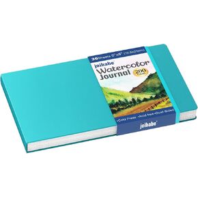 JOIBABE Watercolor Journal ， PRESS COLD PRESS PAPER PAPERBOOK 8 "× 5" ， 36 SHOETS 200GSM ورقة مائية ، خالية من الأحماض للألوان المائية ، الغواش ، الأكريليكات والوسائط المختلطة （أسود） in Kuwait