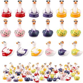 60pcs راتنج راتنج صغير ، 3 لون صغير صغير صغير من هاواي بيكيني أوزة كومبو مصغرة للحيوانات الأشكال الإكسسوارات لـ DIY Summer Dollhouse Garden Bonsai Micro. in Kuwait