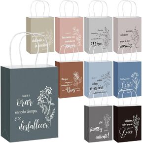 Kolldenn 40 PCS الأسبانية الأسبانية للكتاب المقدس حقائب الهدايا المسيحية مع مقابض زهرة ملهمة بوهو الهدايا الدينية الكتابية للنساء المعلمات كنيسة الأحد مدرسة العميد حفل زفاف in Kuwait