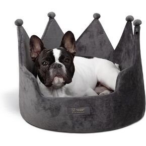 NANDOG Pet Gear Crown Cozy Round Dog and Cat Bed Collection Washable Indoor Pet Bed for Small Breeds -Soft Bed Fits in Crate or Kennel - Made of Ultra Soft Micro-Plush Material (Royal Ivory Prive 18") in Kuwait