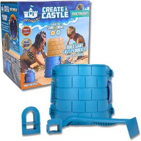 Create A Castle Sandcastle Kit as Seen on Shark Tank, 4 Piece Outdoor Beach Toy Set for Kids and Adults, Towers, Building Tools, Portable Mesh Storage Backpack - Basic Blue in Saudi Arabia