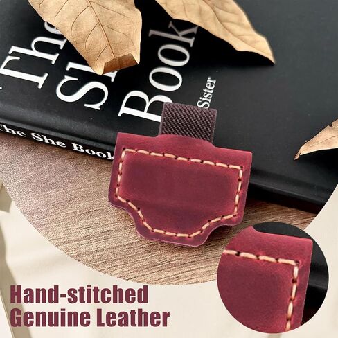 Pen Holder Bookmark, Mark Magnetic Leather Design for Reading Enthusiasts, Women & Travelers (Wine Red) in Kuwait