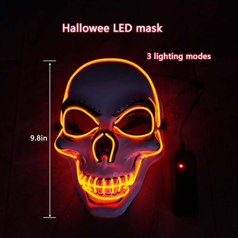 2025 Grim Reaper Costume Scary Halloween Costumes for Kids With LED Mask,Hooded Cloak,Scythe,Gloves Included in Saudi Arabia