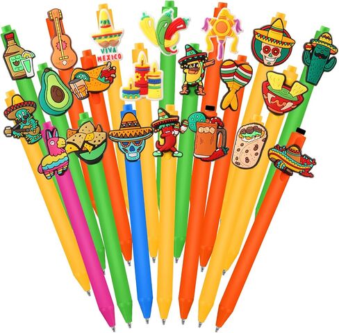 21 Pcs Mexican Fiesta Party Favor Mexican Themed Black Ink Ballpoint Pens Bulk Cinco De Mayo Birthday Party Gifts Pen Set for Summer School Office Supplies Gift in Saudi Arabia