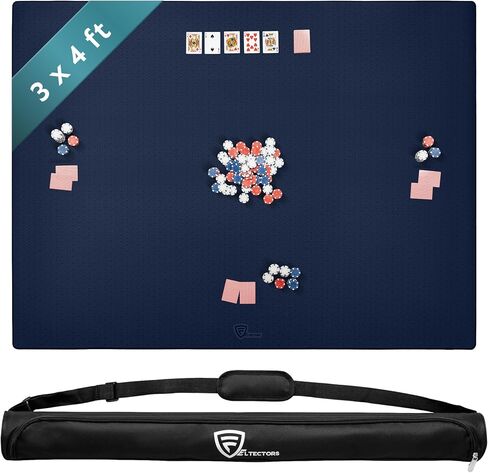 5mm Board Game Mat 36 x 48 in, Mahjong Mat for Table with Carrying Bag, Neoprene Playmat, Table Cover for Board Games, Tile, Poker, RPG and Dominoes - Blue in Kuwait