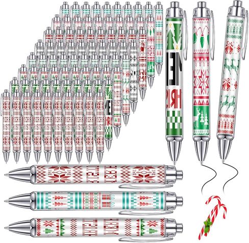Epakh 24 Pcs Christmas Candy Cane Scented Pens Bulk with Peppermint Candy Scented Ink Ballpoint Pens Christmas Party Gifts Stocking Stuffers Holiday Classroom Gifts Stationery Supplies in Saudi Arabia